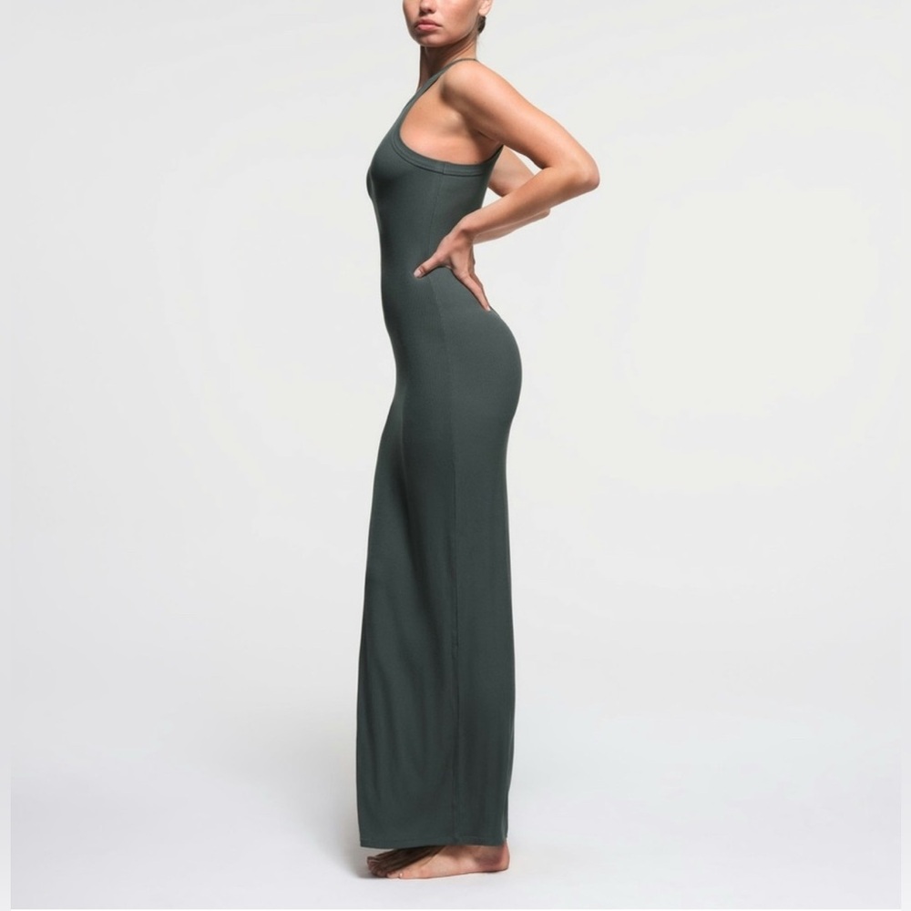 SKIMS NWT SOFT LOUNGE HIGH NECK TANK DRESS - DEEP SEA - Picture 2 of 8